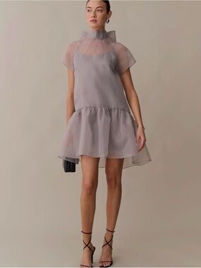 NWT o.p.t Joni Stone Organza Bow Mini Dress, Size XL